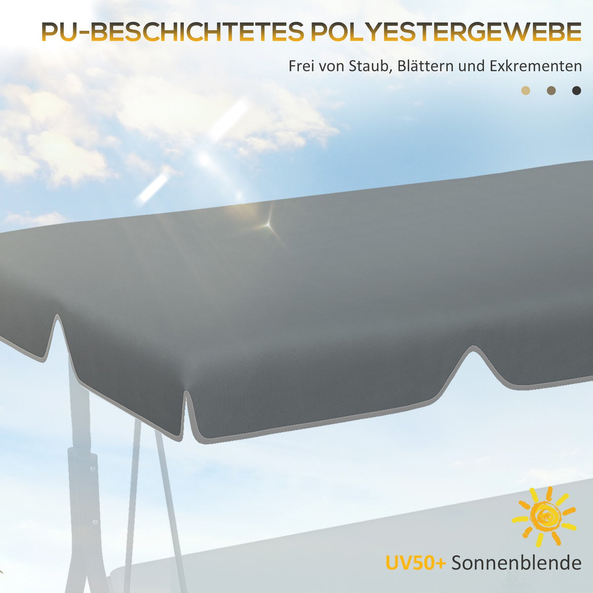 Hollywood Swing Roof Cover Replacement Roof For Hollywood Swing, Sun Canopy For 2 Seater Swing, With Uv Protection, Dark Grey
