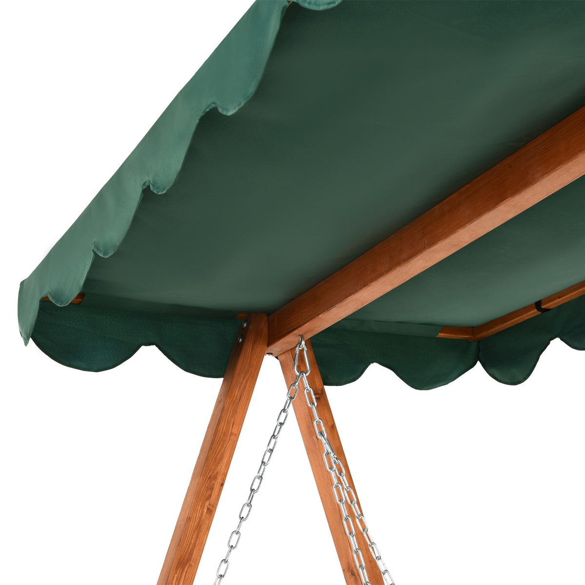 Hollywood Swing With Sun Canopy Real Wood Garden Swing Swing Bench Swing With Reclining Function Made Of Fir Wood For 3 People Green