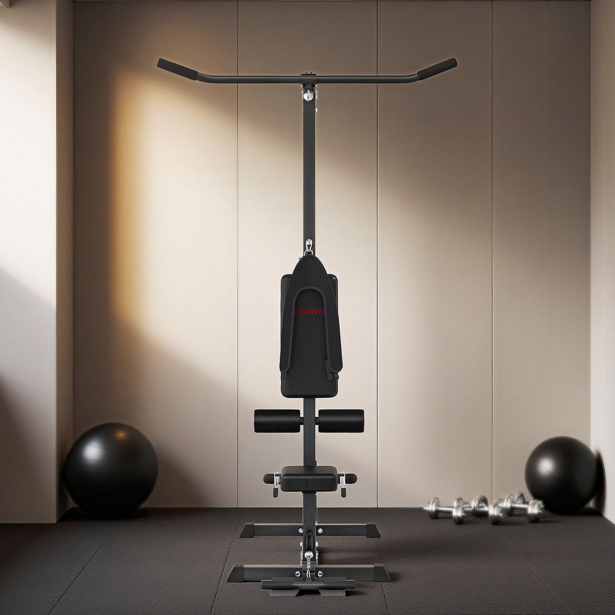 Home Gym Lat Pulldown & Row Machine, Steel & Faux Leather