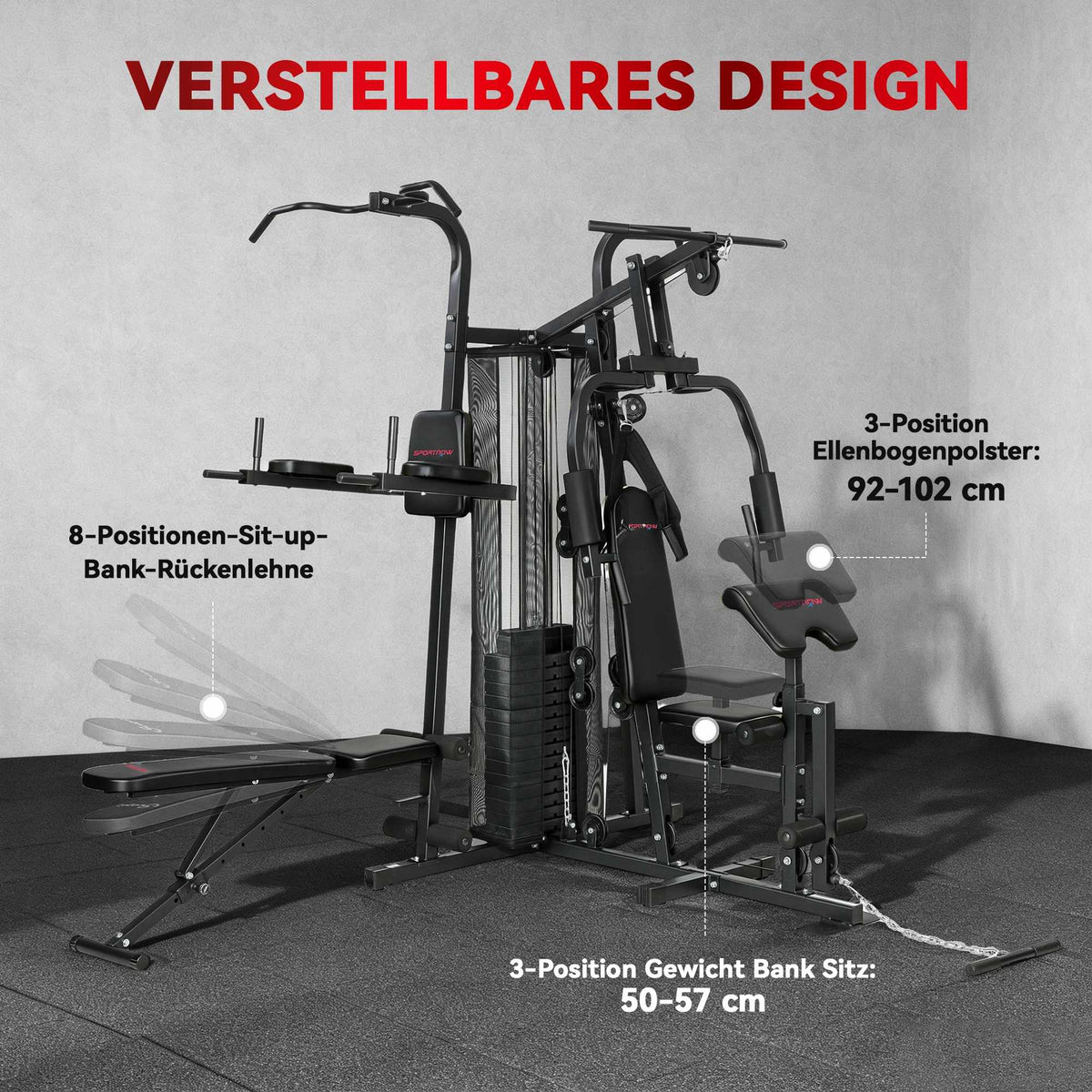 Home Gym Station – Adjustable Weight Bench, 10+ Exercises