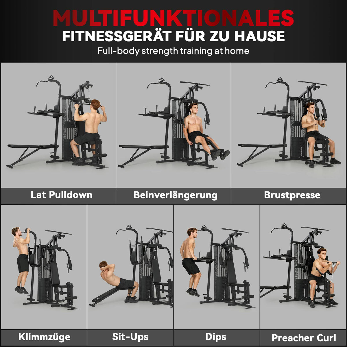 Home Gym Station – Adjustable Weight Bench, 10+ Exercises