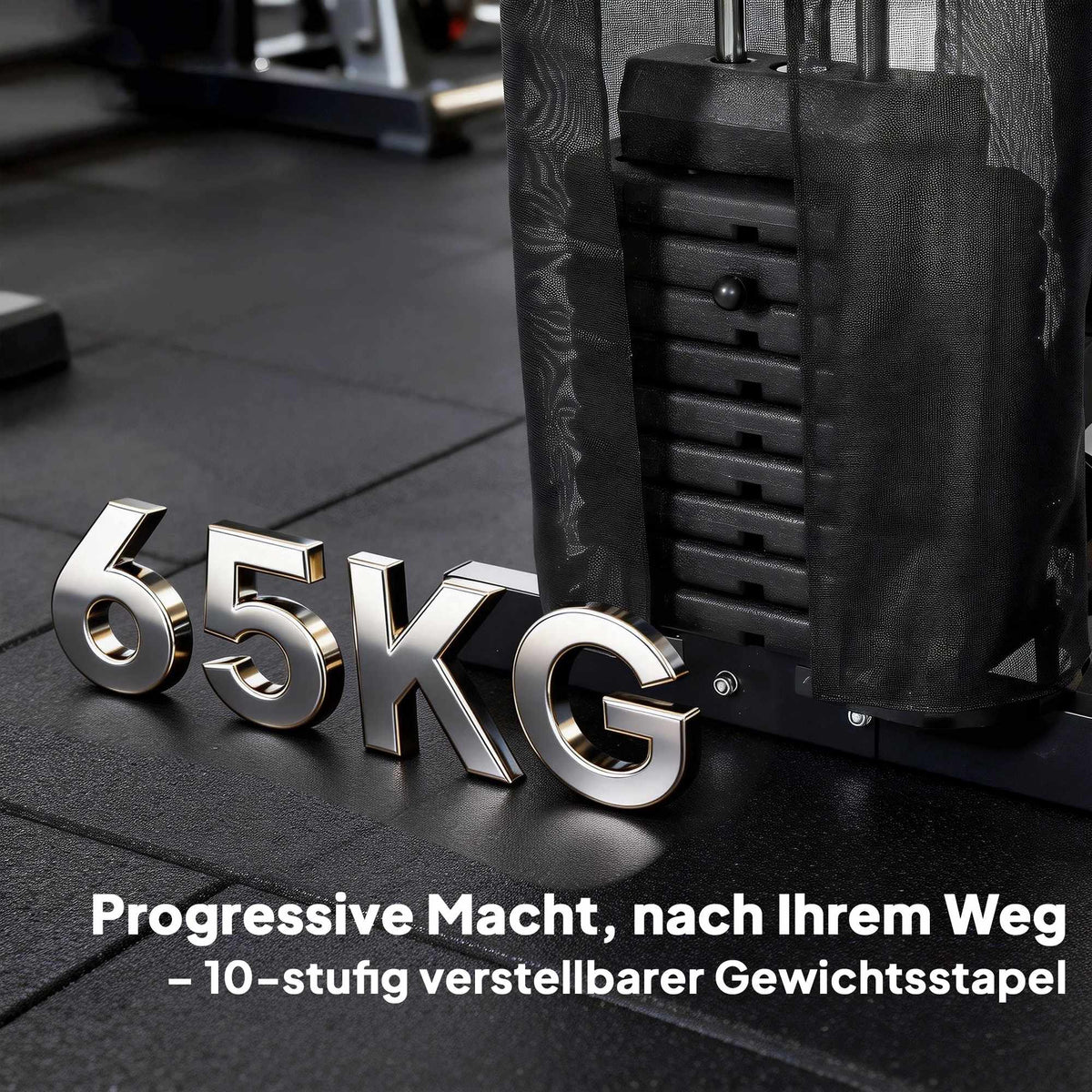 Home Gym Station with Leg Press, Adjustable Seat, 65kg Weights