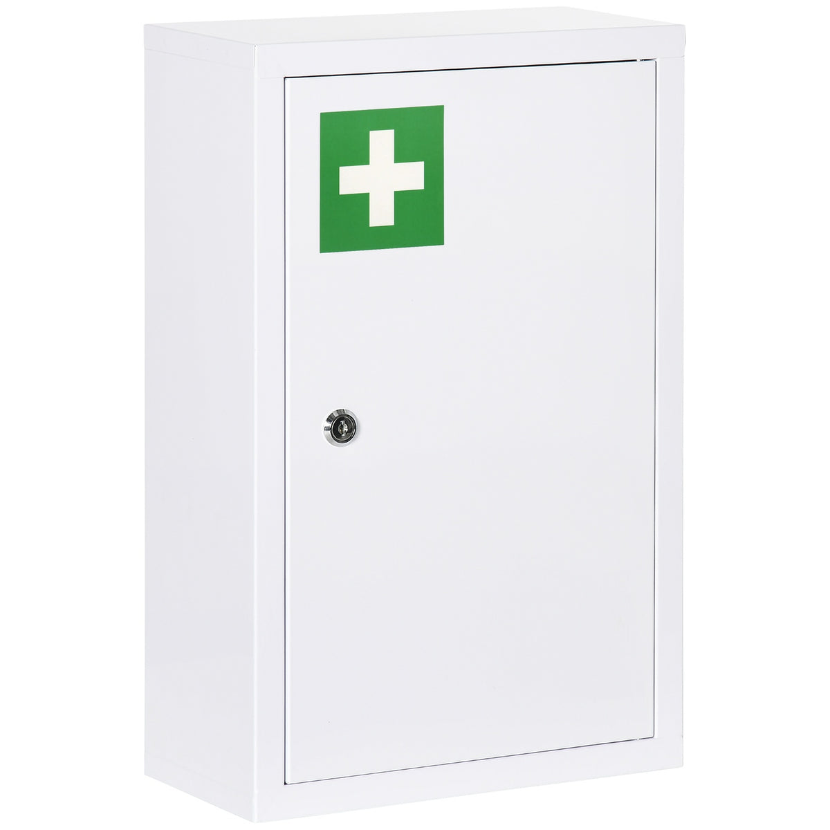 Home Medicine Cabinet with 3 Compartments 30 x 14 x 46 cm Lockable Child Safe with Keys Cold Rolled Steel White