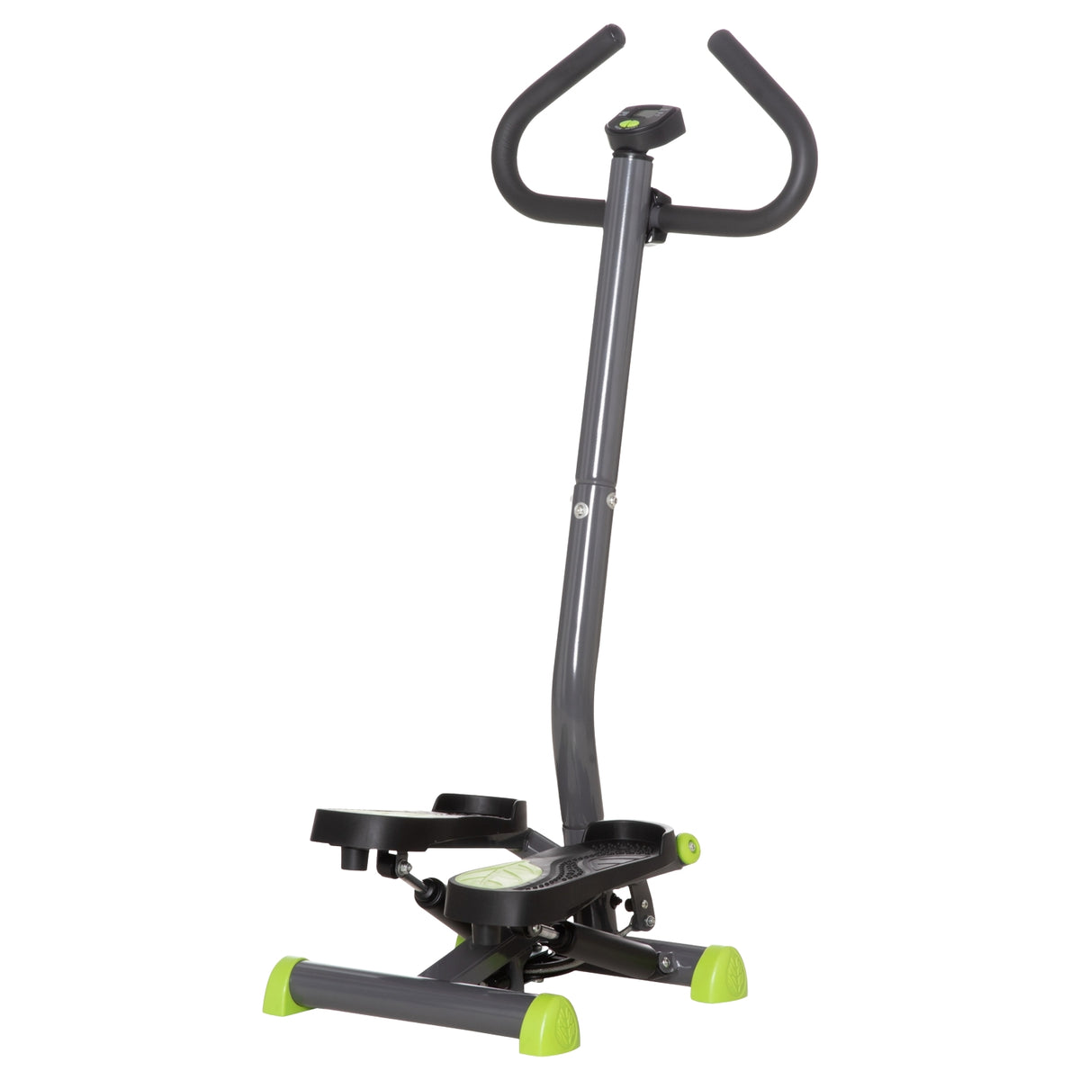 Home Trainer Stepper Fitness Swing Stepper With Lcd Screen And Handle Up To 100 Kg Steel Abs Gray + Green 55 X 44 X 108 Cm
