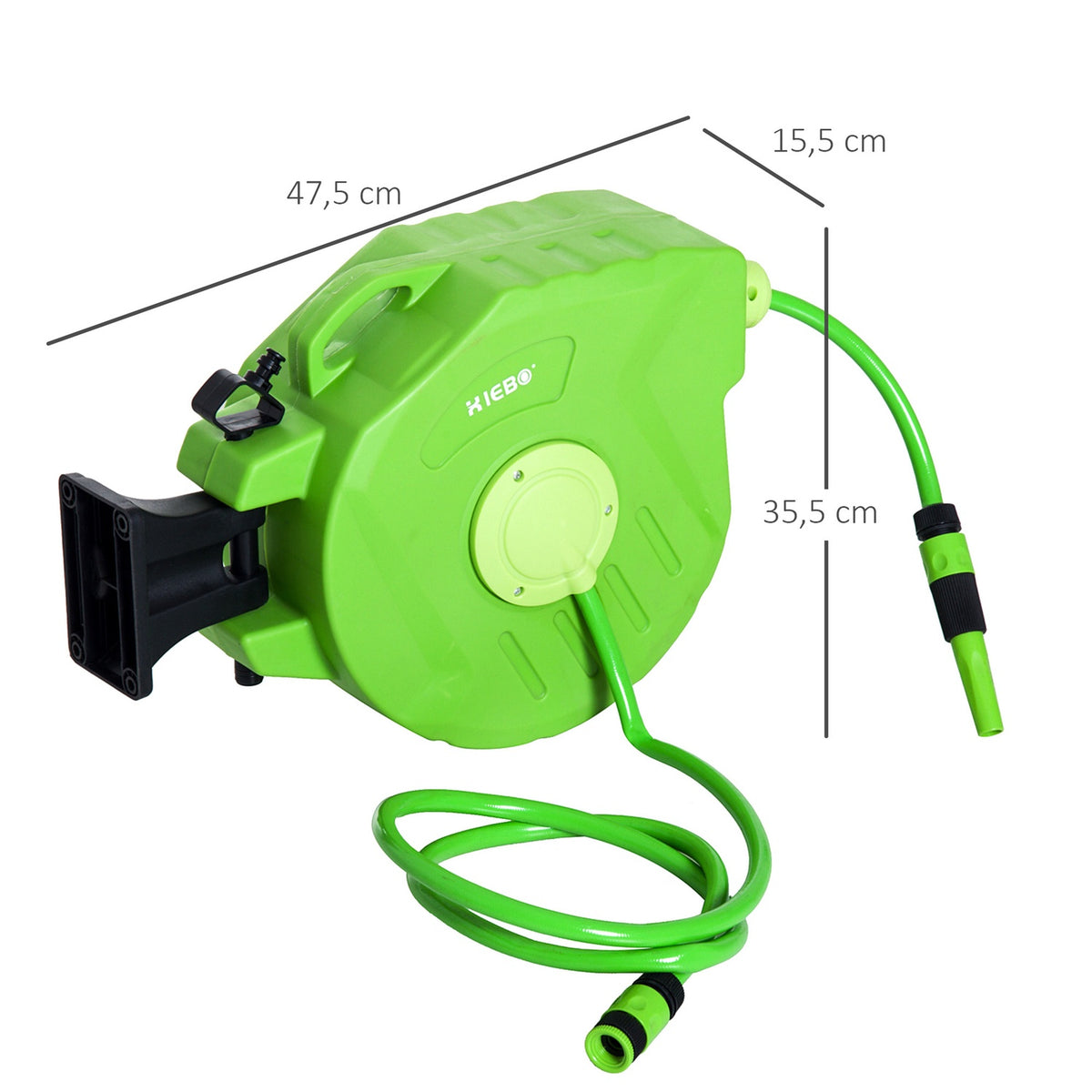 Hose Reel 20+2M Hose Reel Automatic Swiveling Compressed Air Garden 180° Adjustable Compressed Air Hose Green