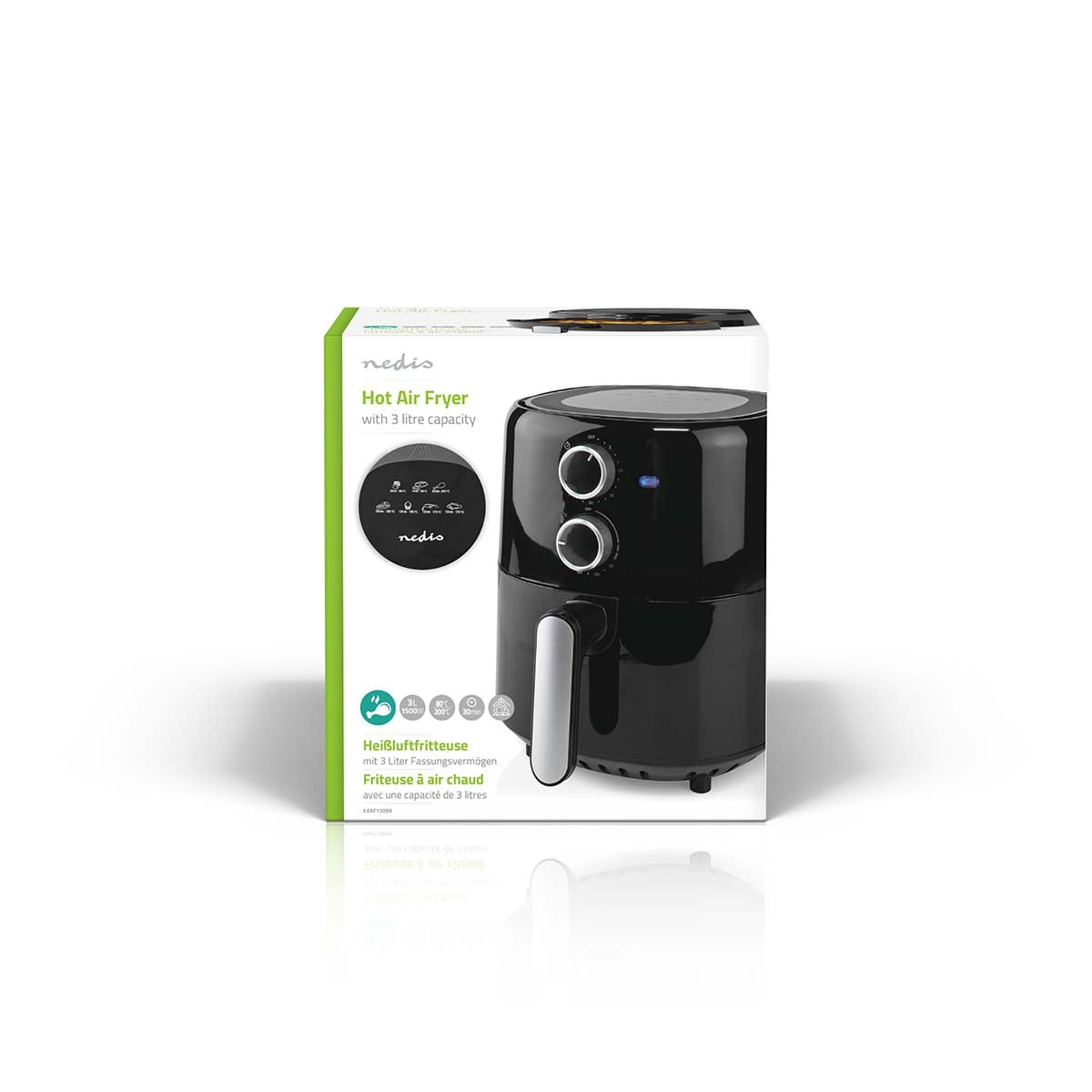 Hot Air Fryer | 3 l | Timer: 30 min | Analog | Black