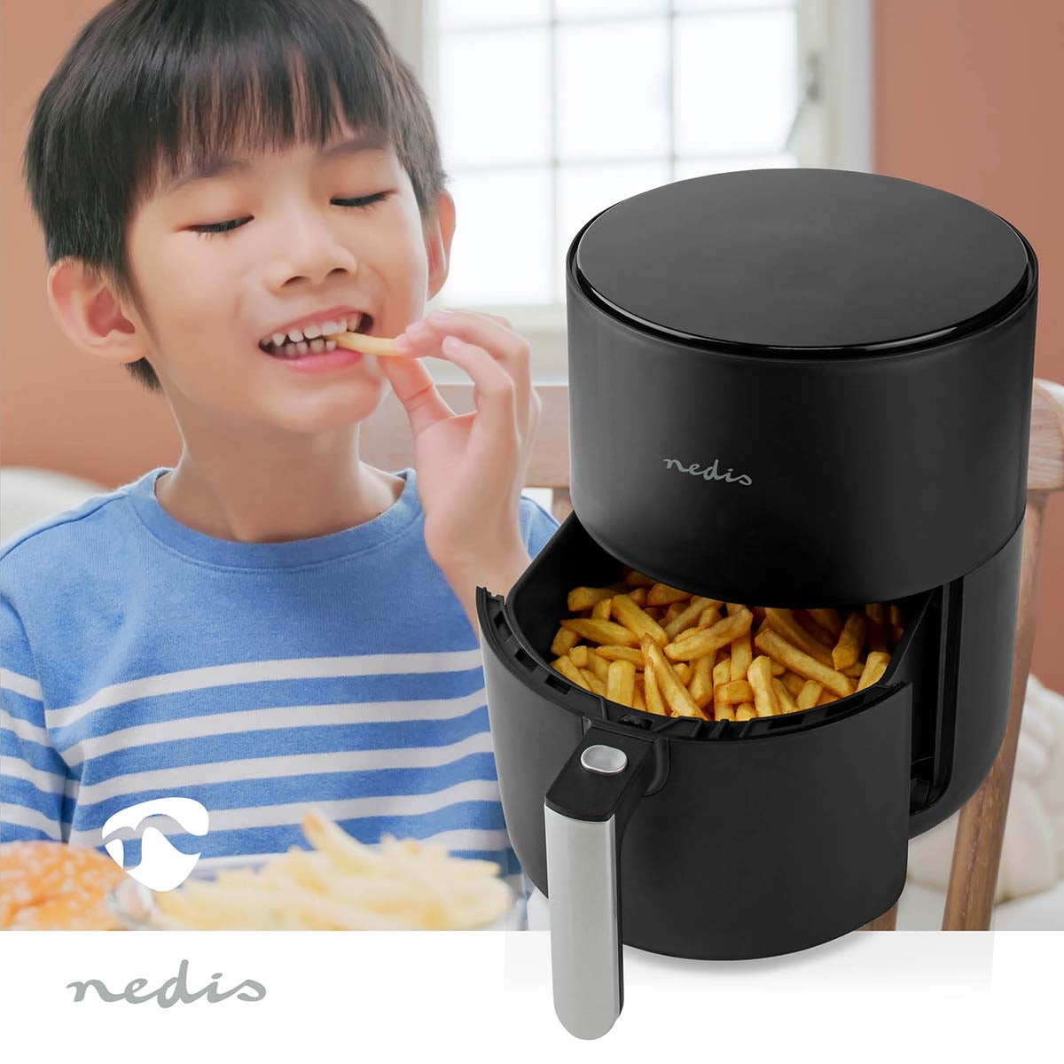 Hot Air Fryer | 3 l | Timer: 60 min | Number of preset programs: 8 | Digital | Black
