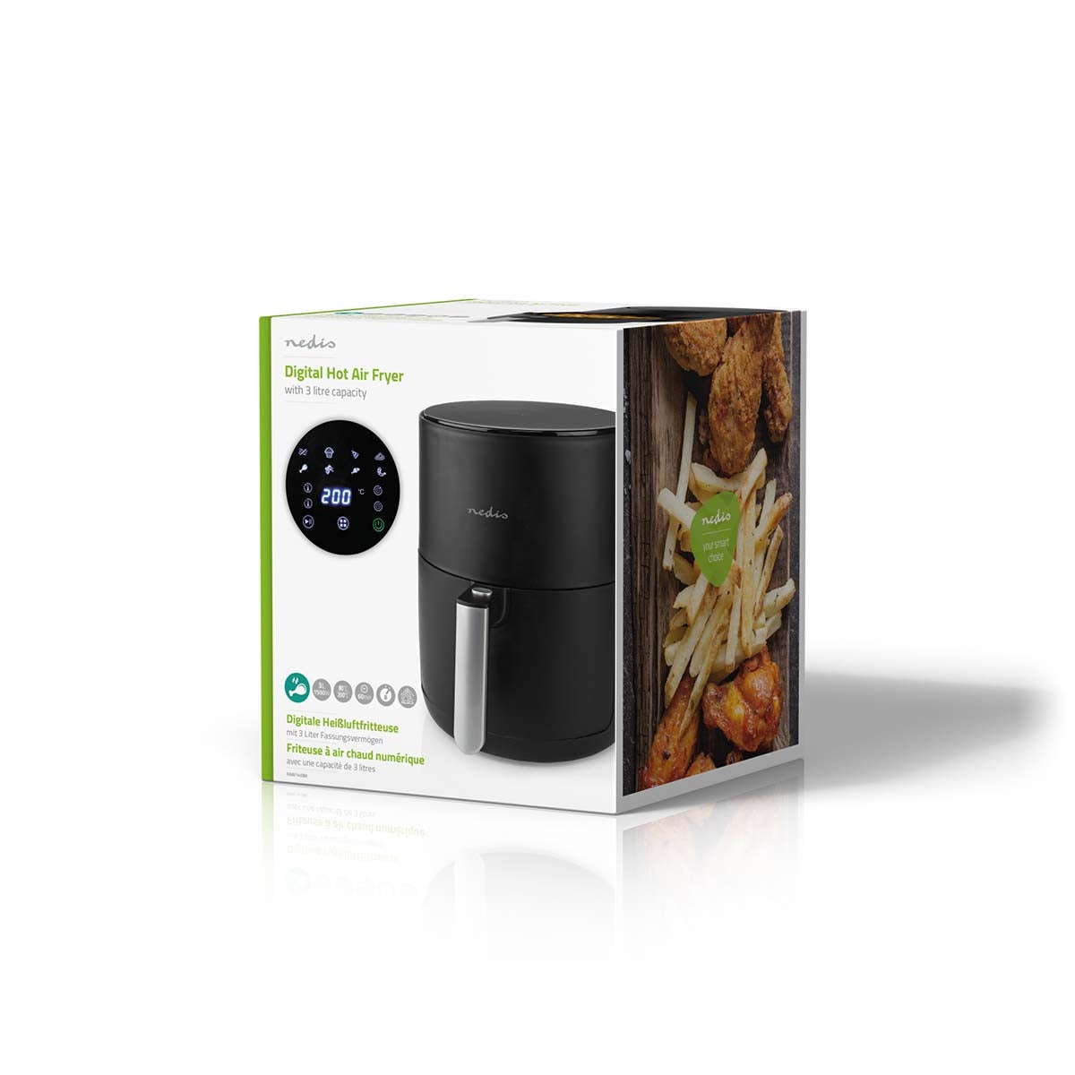 Hot Air Fryer | 3 l | Timer: 60 min | Number of preset programs: 8 | Digital | Black