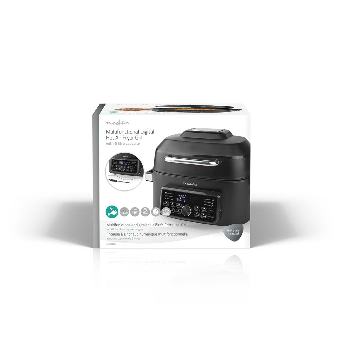 Hot Air Fryer | 6 l | Timer: 120 min | Number of preset programs: 7 | Digital | Black