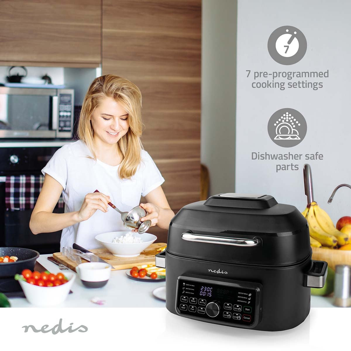 Hot Air Fryer | 6 l | Timer: 120 min | Number of preset programs: 7 | Digital | Black
