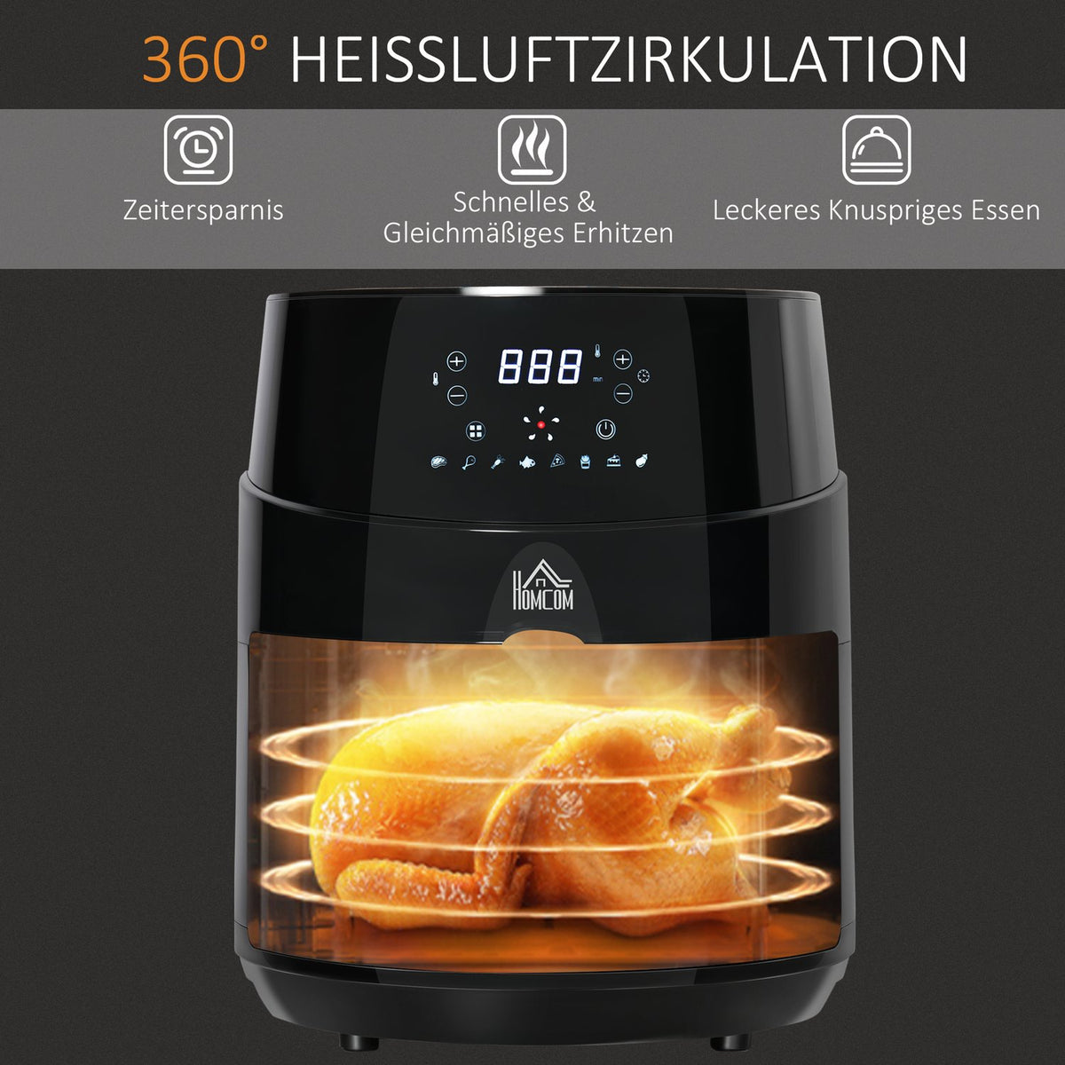 Hot Air Fryer Without Oil 4.5 L 1500W Air Fryer With 8 Preset Modes Led Display Non-Stick Coated Basket For Healthy Low-Fat Cooking