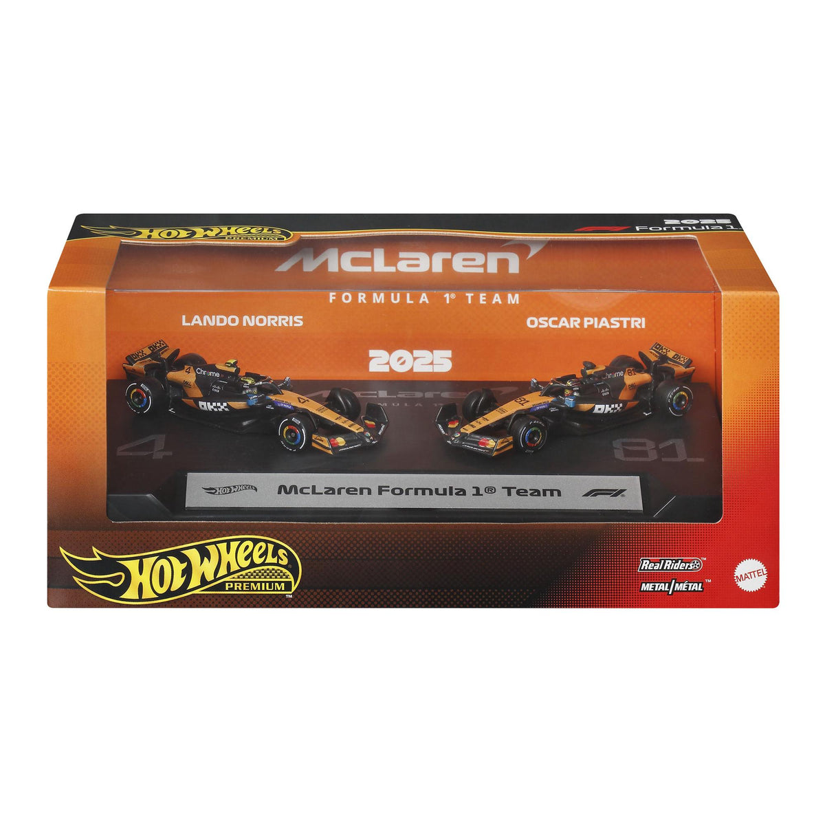 Hot Wheels Formula 1 Die-Cast Cars, 2-Pack, 1:64 Scale