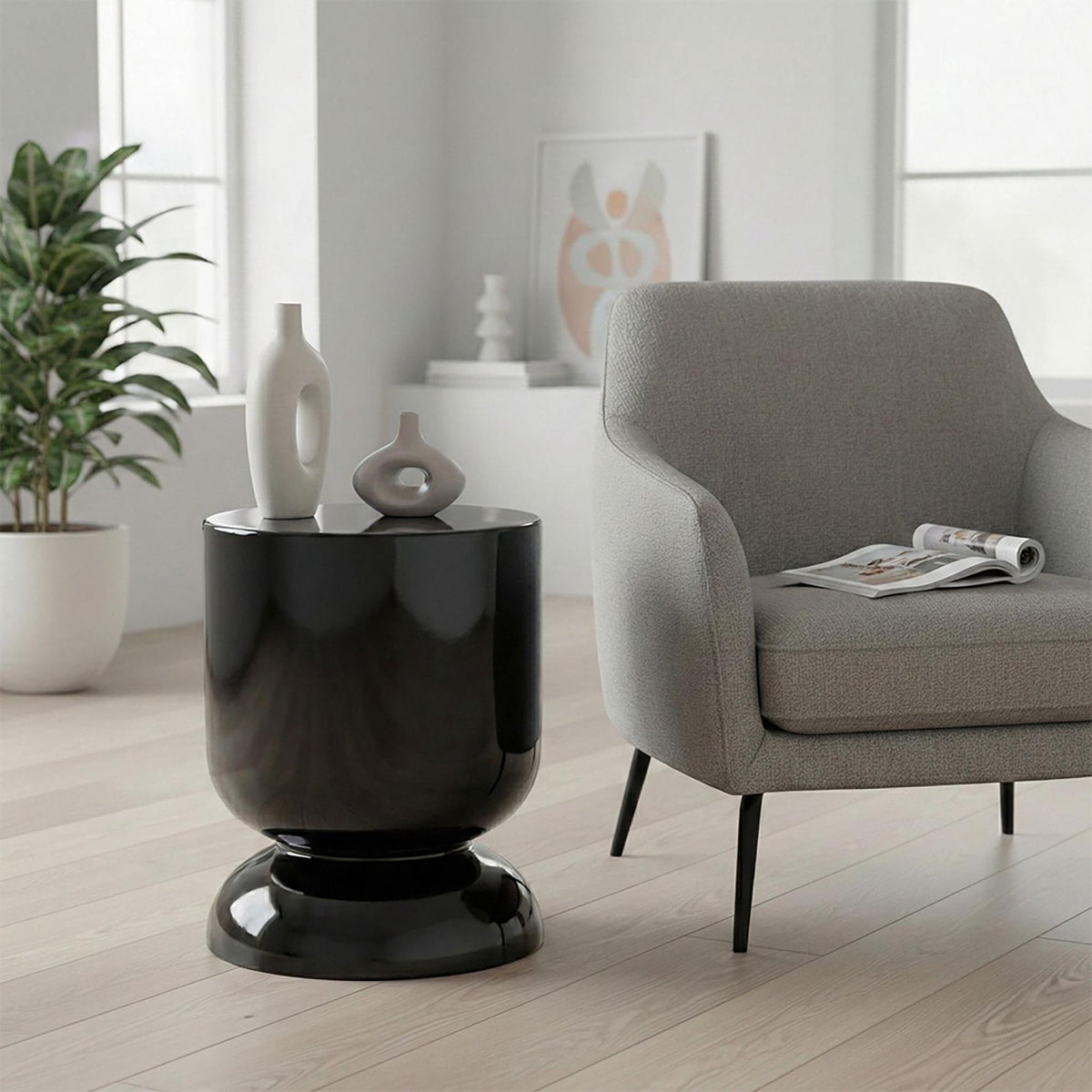 Hourglass Side Table & Stool – Metal, Multifunctional Design