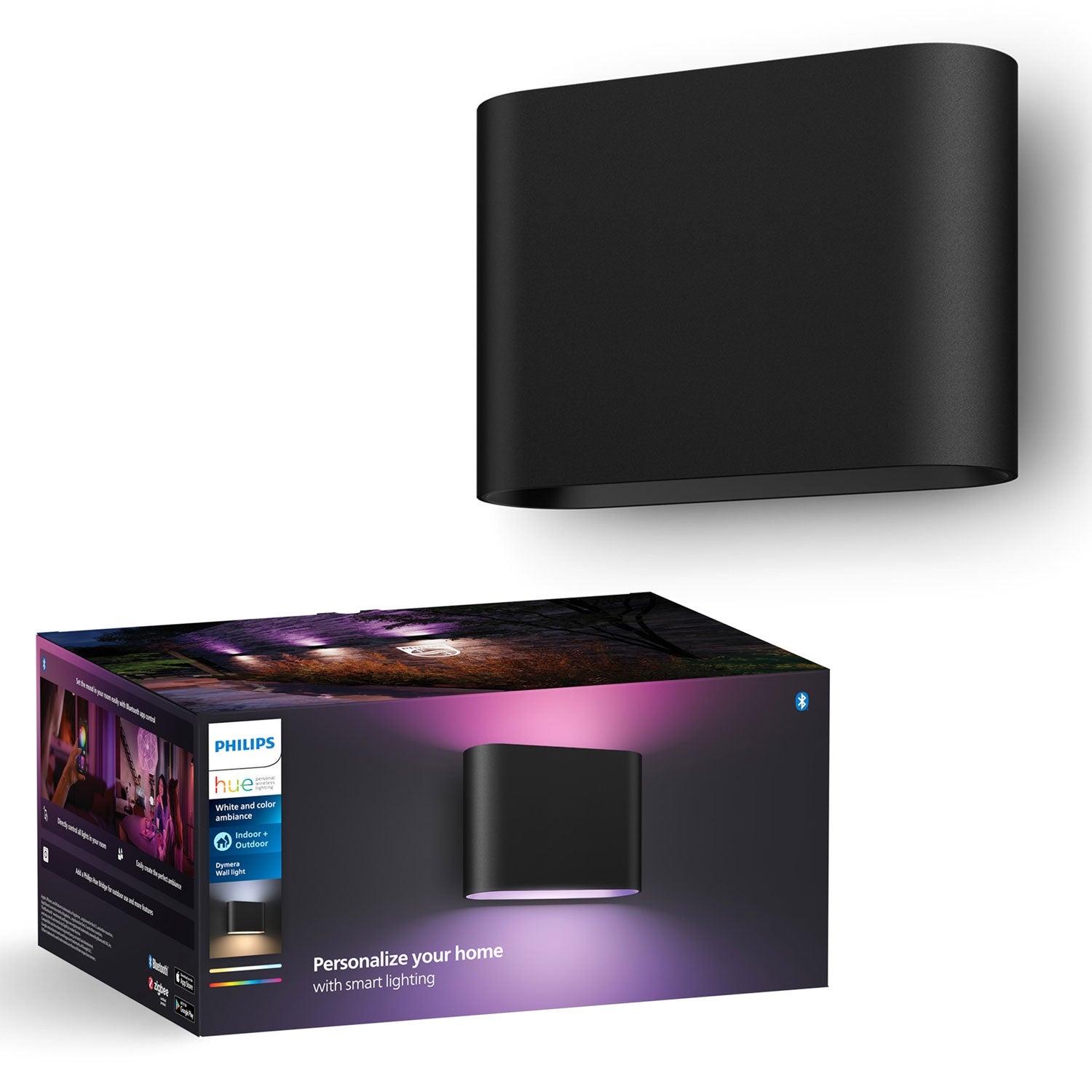 Hue Dymera Wall lamp indoor and outdoor White and Color Ambiance Black