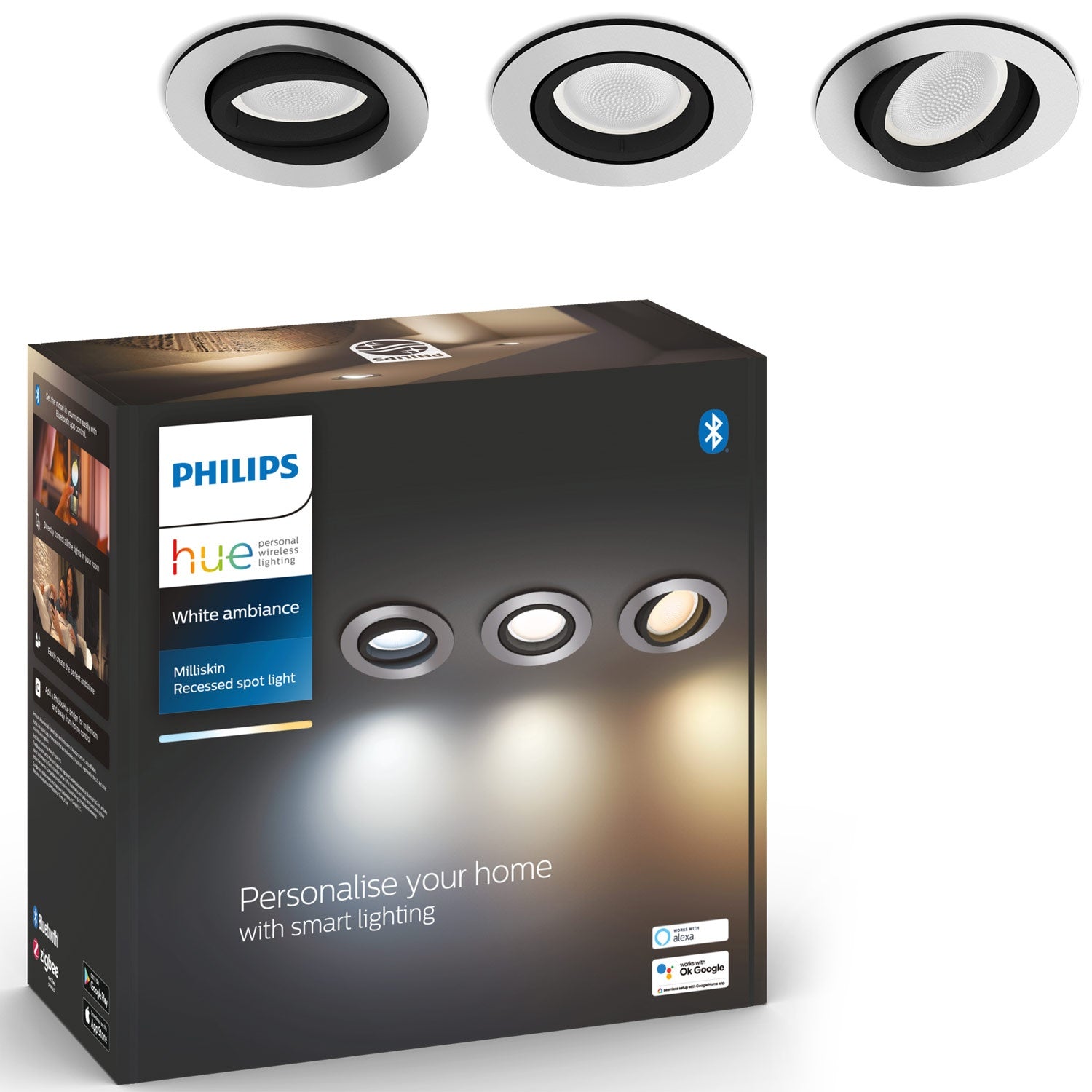 Hue Milliskin spot White Ambiance Round Alu