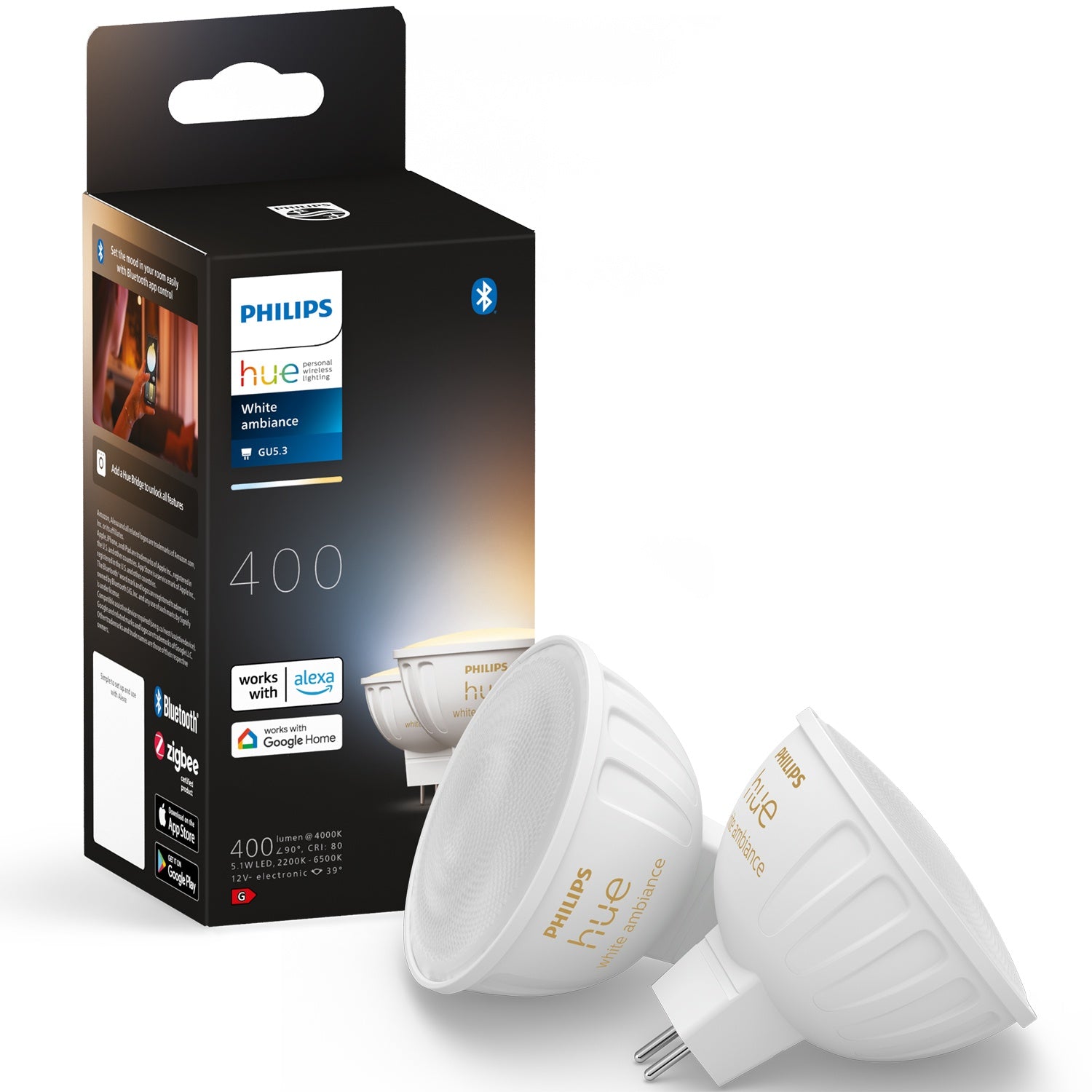 Hue White Ambiance GU5.3 MR16 12V 400lm 2-pack