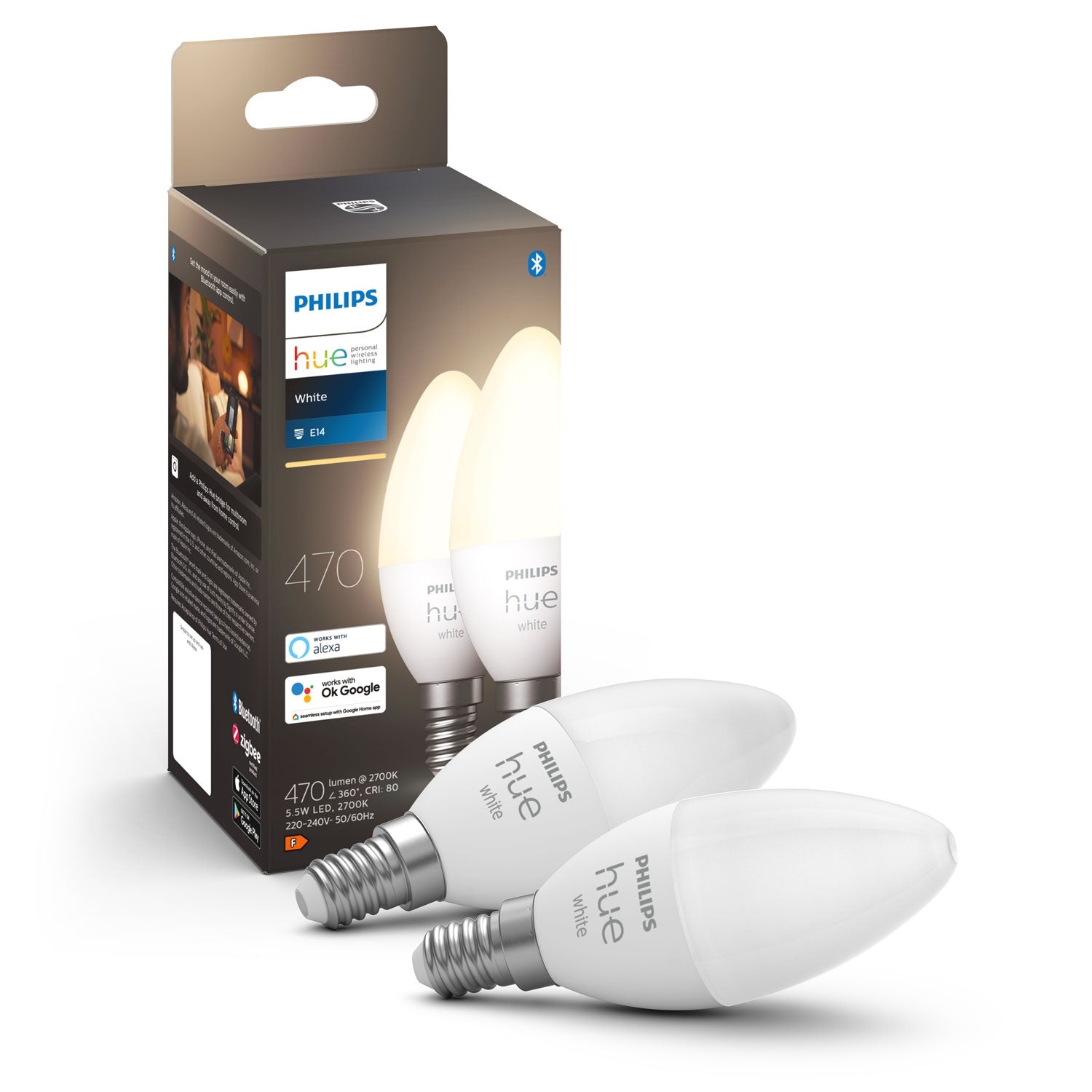 Hue White E14 Crown 2-pack