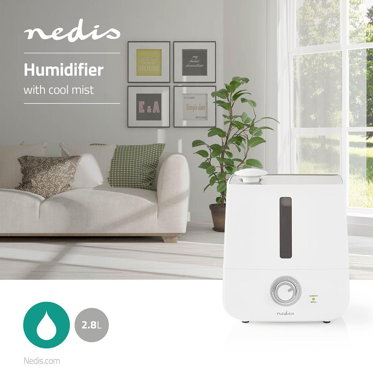 Humidifier | 30 W| With Cool Mist | 2.8 l | Suitable for environments up to: 25 m² | Grey/White