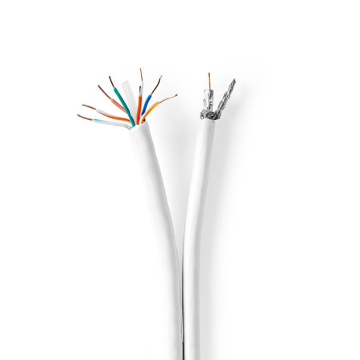 IEC (Coax) CAT6 combi cable on roll | RG59 | 75 Ohm | Double Shielded | ECA | 25.0 m | Round | White | Gift box