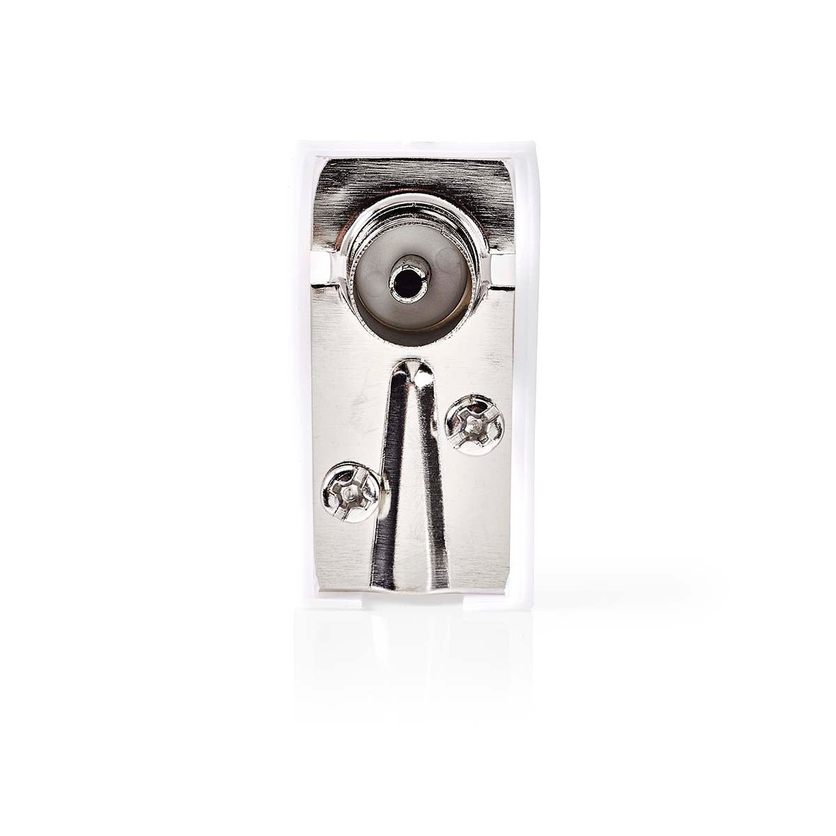 IEC (Coax) Connector | Angled | Female | Nickel Plated | 75 Ohm | Screw | Cable input diameter: 7.0 mm | Metal / PVC | White | 2 pcs | Box