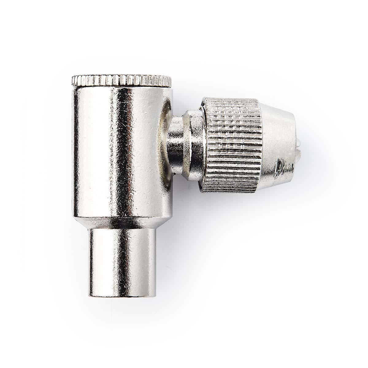 IEC (coax) | Angled | Male | Nickel Plated | 75 Ohm | Screw | Cable input diameter: 7.0 mm | Metal | Silver | 2 pcs. | Envelope