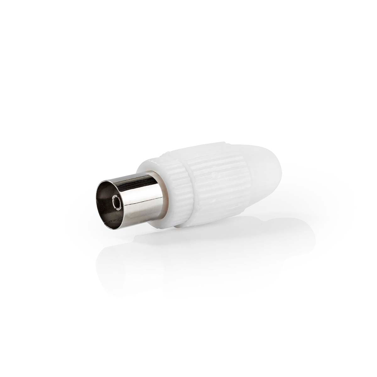 IEC (coax) | Straight | Male / Female | Nickel Plated | 75 Ohm | Screw | Cable input diameter: 7.0 mm | Metal / PVC | White | 2 pcs. | Box
