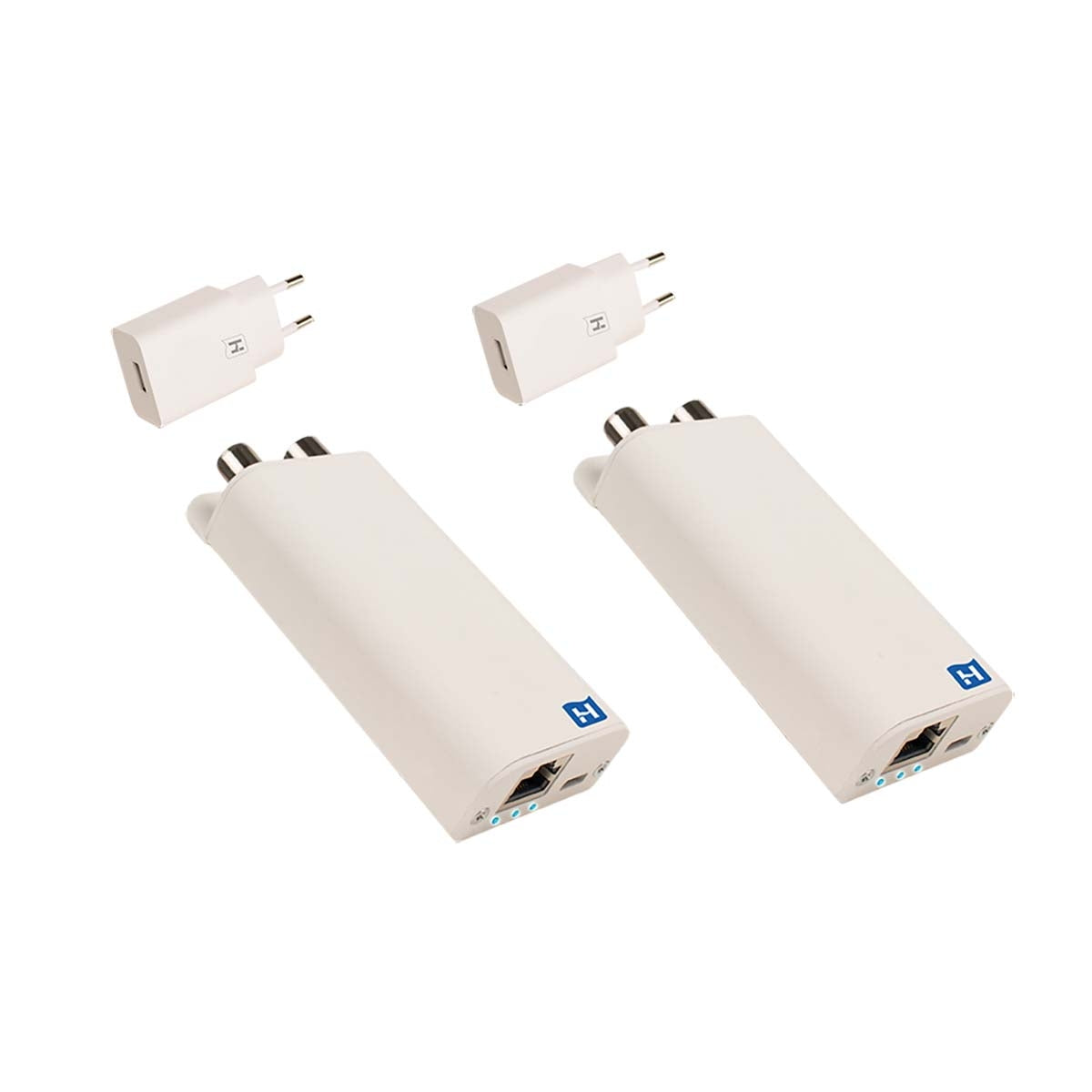 INCA 1G white + USB SET Gigabit internet over coax adapter set inclusing USB power supply
