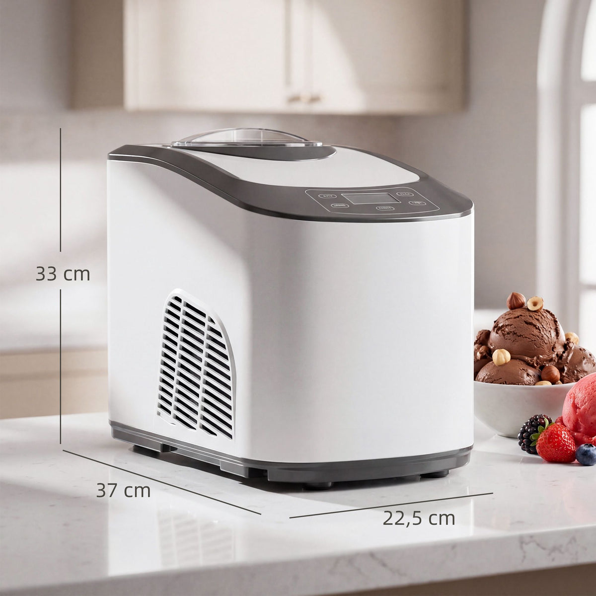 Ice Cream Maker with Compressor, 1.5L, White