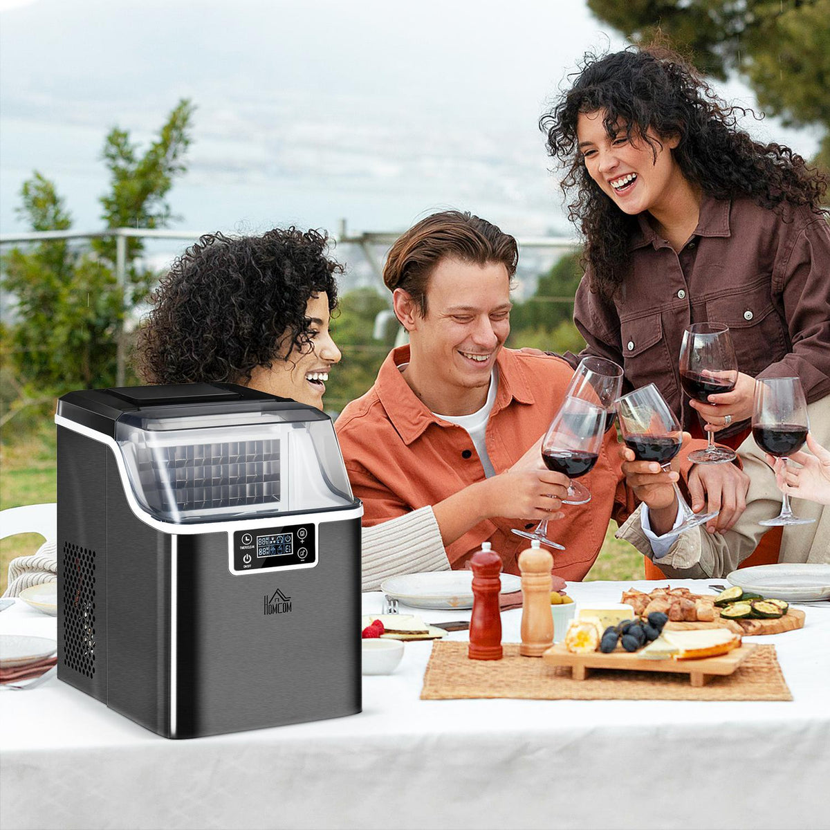 Ice Cube Machine 20 Kg/24H 2.3 L Ice Cube Maker With 3.2 L Water Tank Display Ice Cube Maker Machine - Self-Cleaning Black