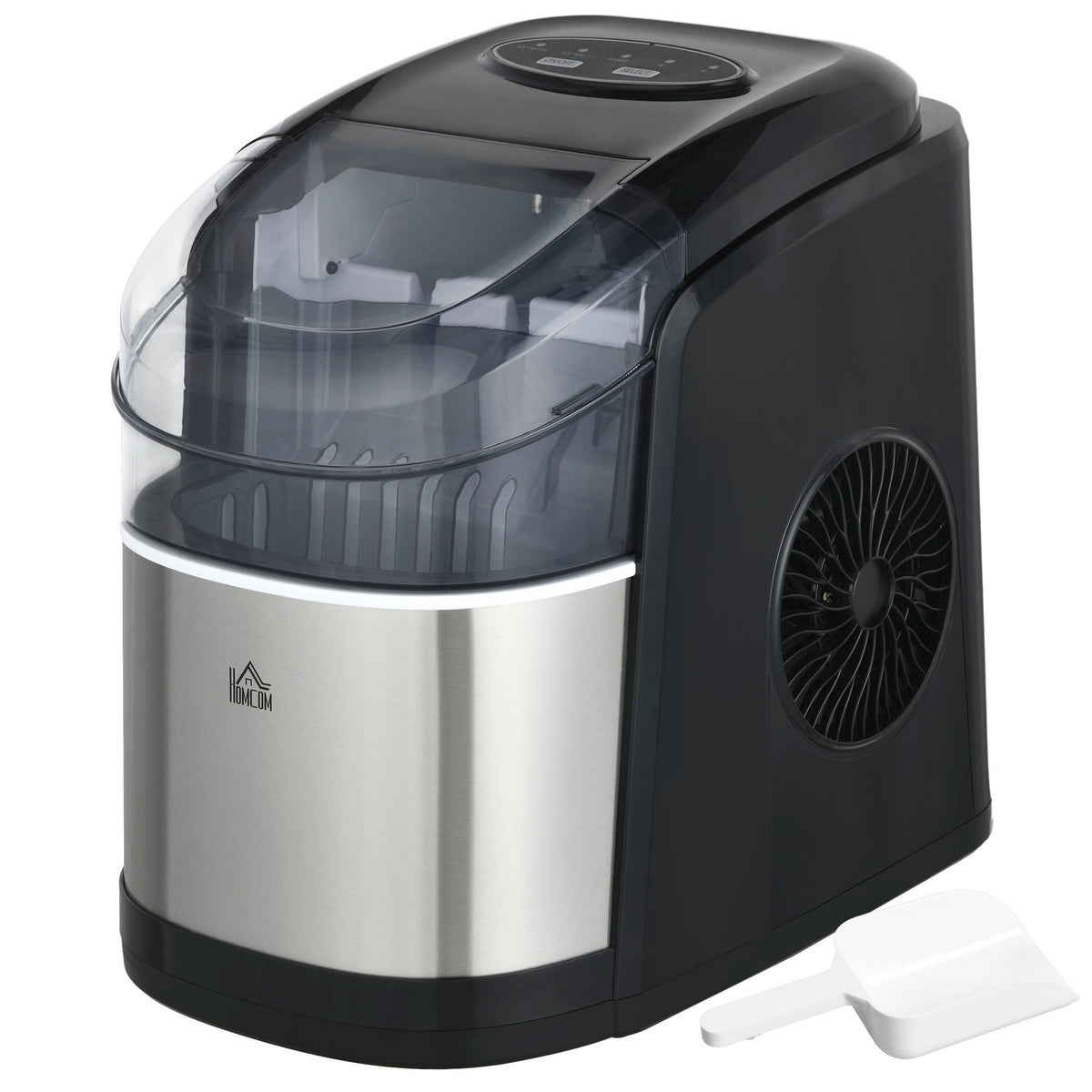Ice Cube Machine, Ice Maker, 12Kg/Day, 9 Pieces/6-12 Minutes, 1.8L Ice Cube Maker With 1.7L Water Tank, 2 Ice Cube Sizes, Ice Scoop