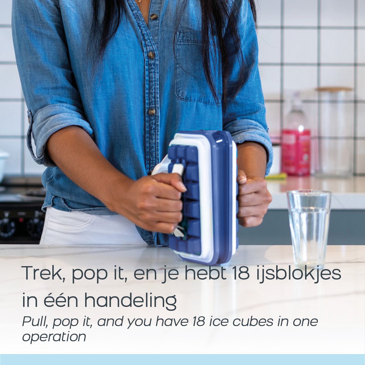 Ice Cube Tray with Easy Release, 18 Cubes, Airtight