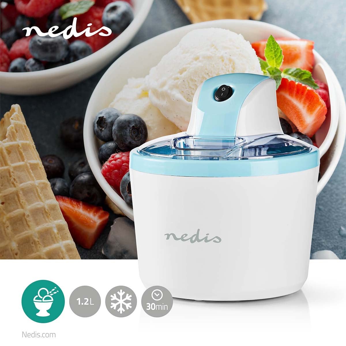 Ice cream machine | 1.2 l | Blue / White | Aluminum / Plastic
