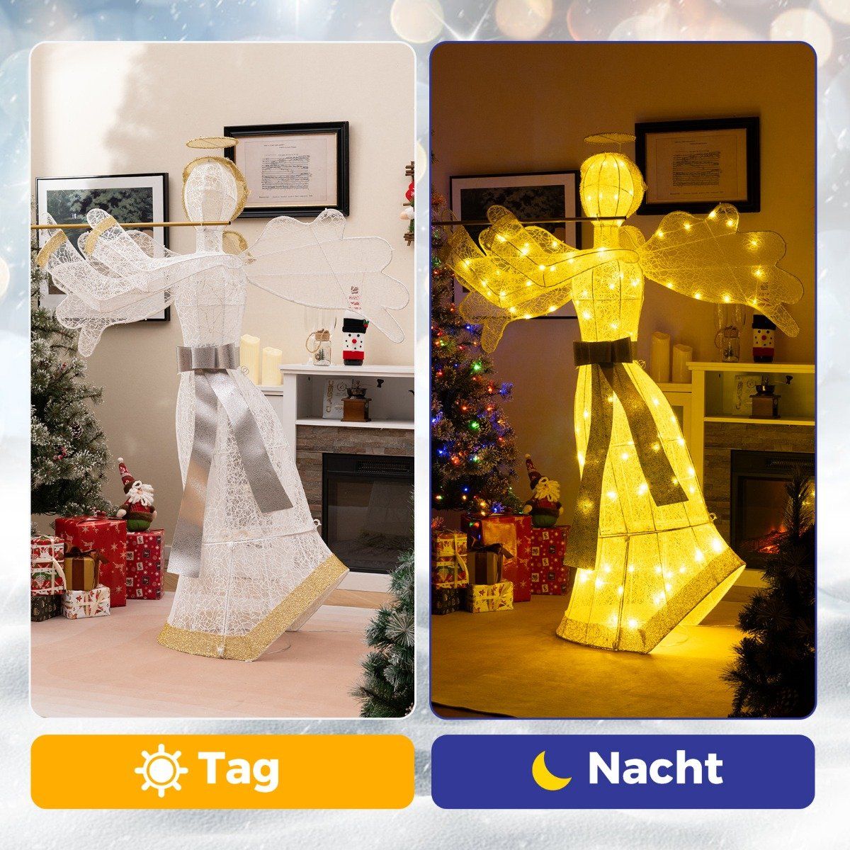 Illuminated Christmas Angel with 100 LED Lights, 150 cm