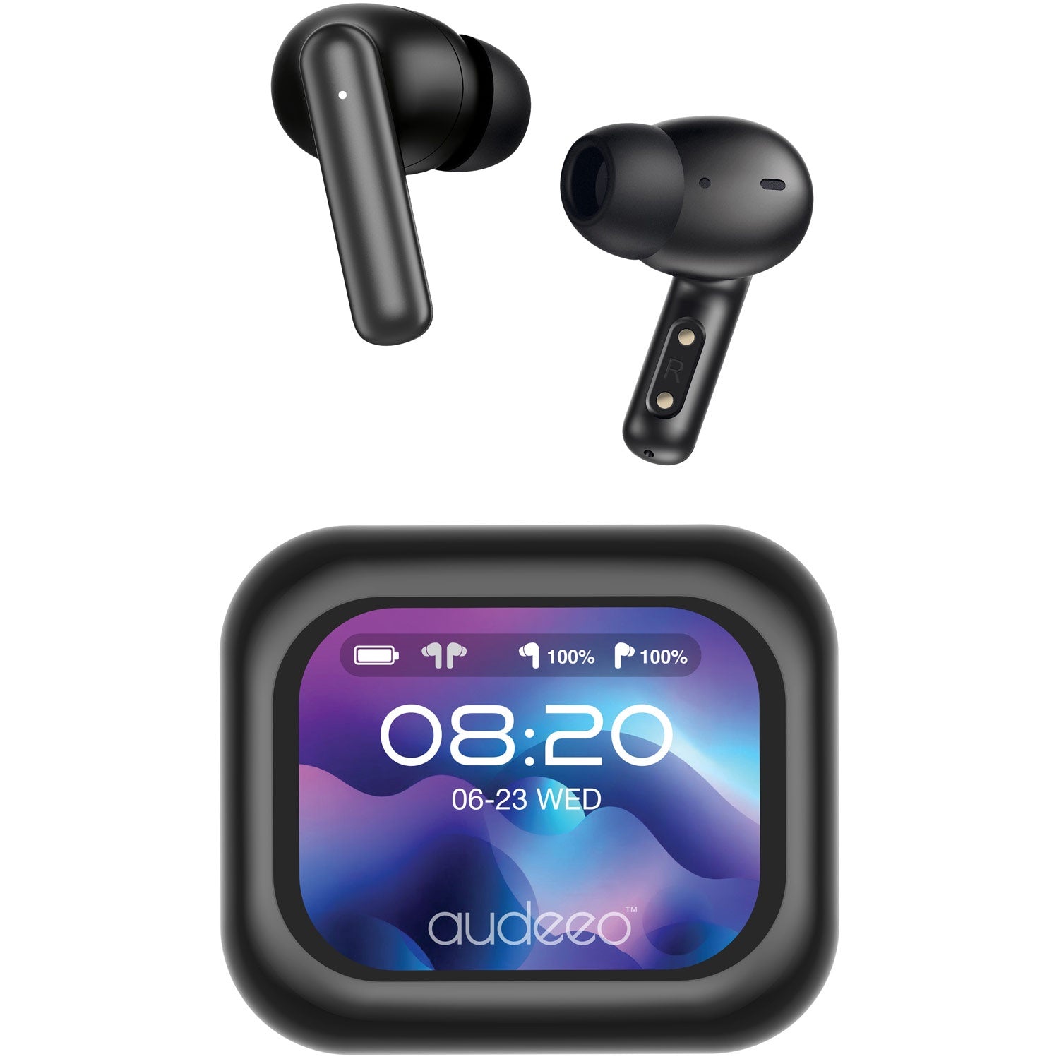 In-Ear TWS Earbuds, ANC, ENC, Touchscreen Case, Black