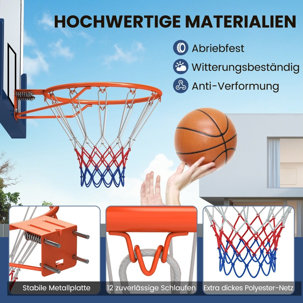 Indoor Basketball Hoop – 45cm Ring, Wall Mount, Orange