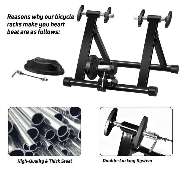 Indoor Bike Trainer Stand, 8-Level Magnetic Resistance, Foldable