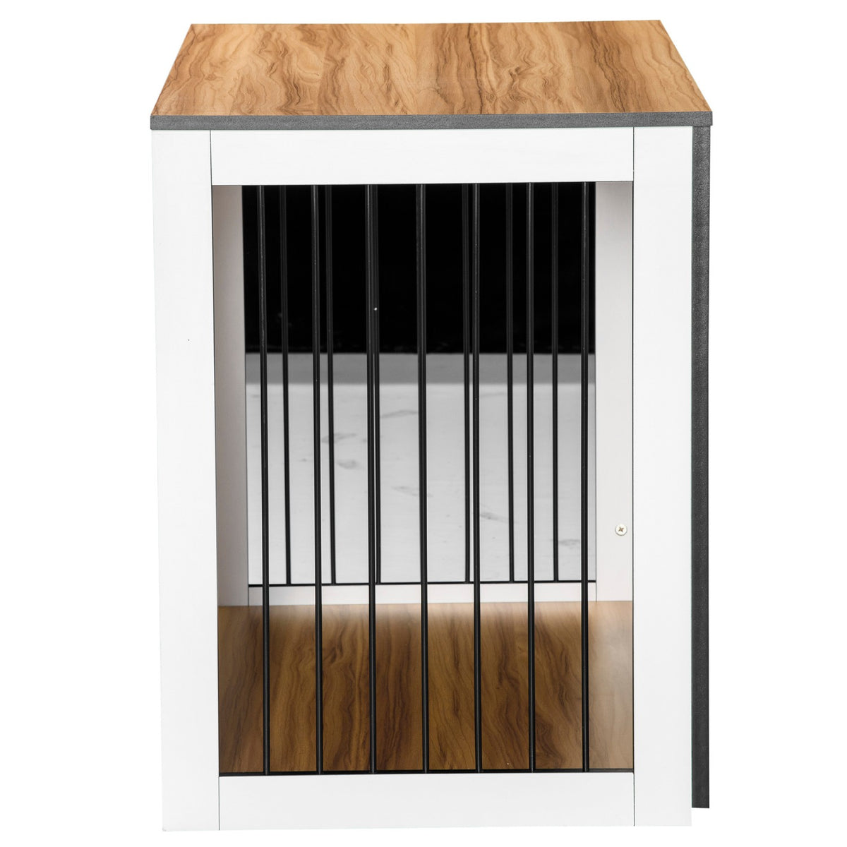 Indoor Dog Cage Pet Cage For Small/Medium Dogs, Chipboard, Dark Walnut+White, 106X60X76Cm