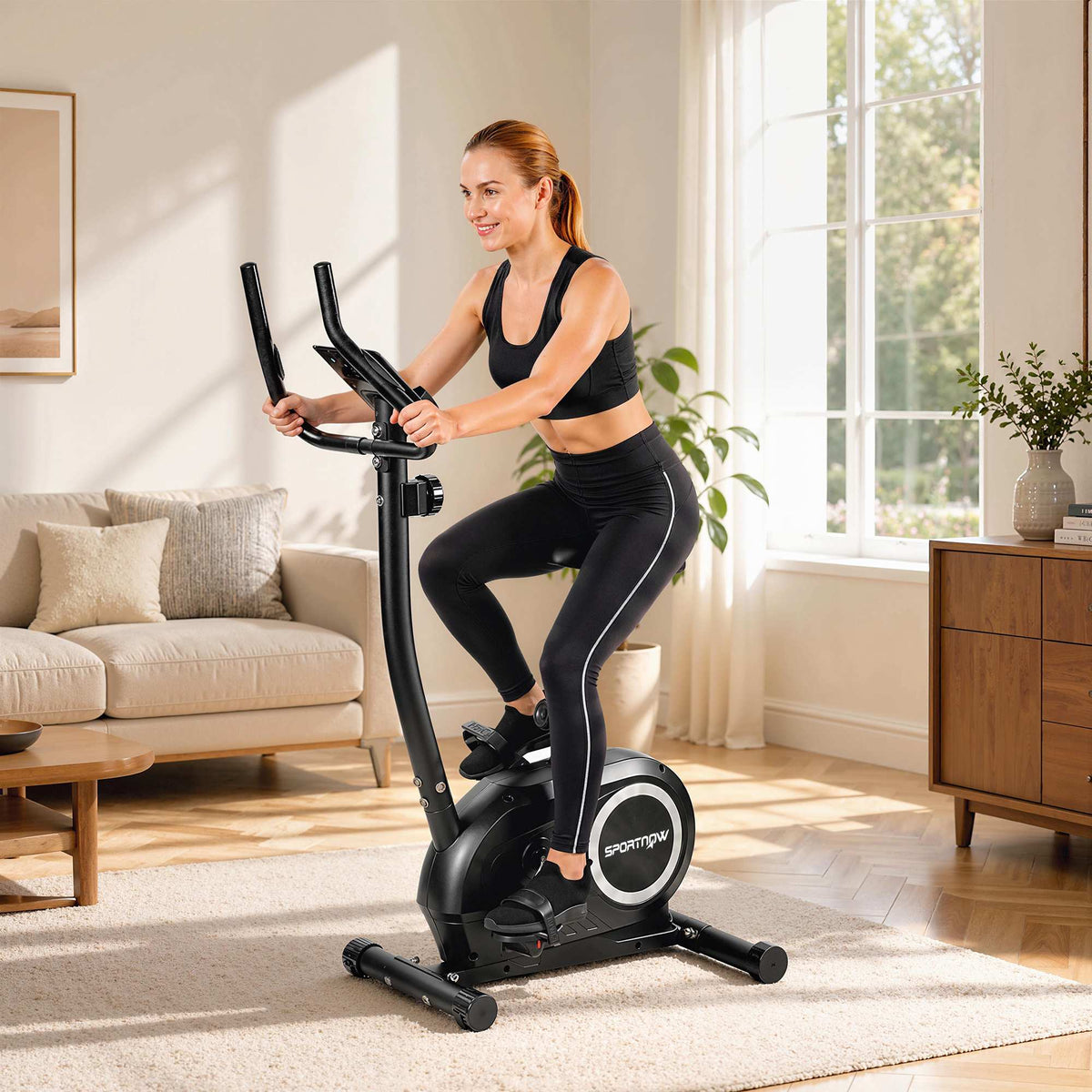 Indoor Exercise Bike, Bluetooth App, LCD, 8-Level Magnetic