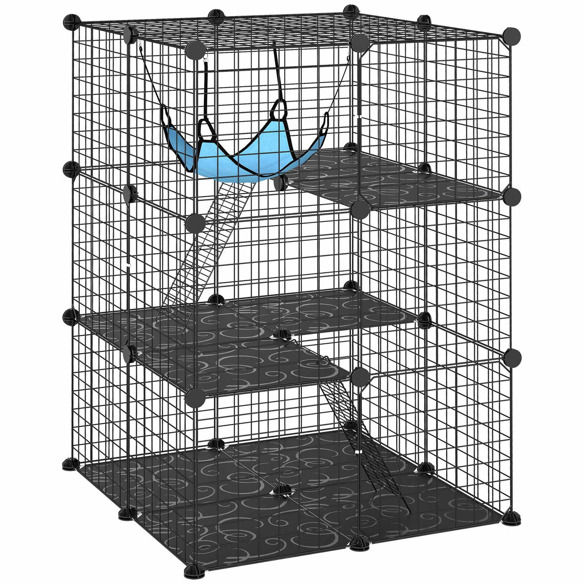 Indoor Steel Cat Cage, Customizable Design, 3 Doors