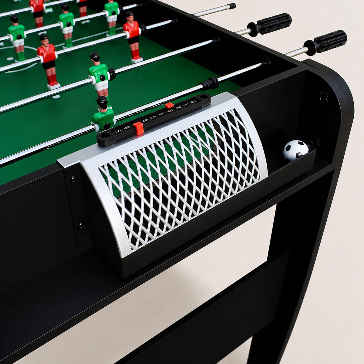 Indoor Table Football with 3 Balls – Black, MDF, 73.5cm