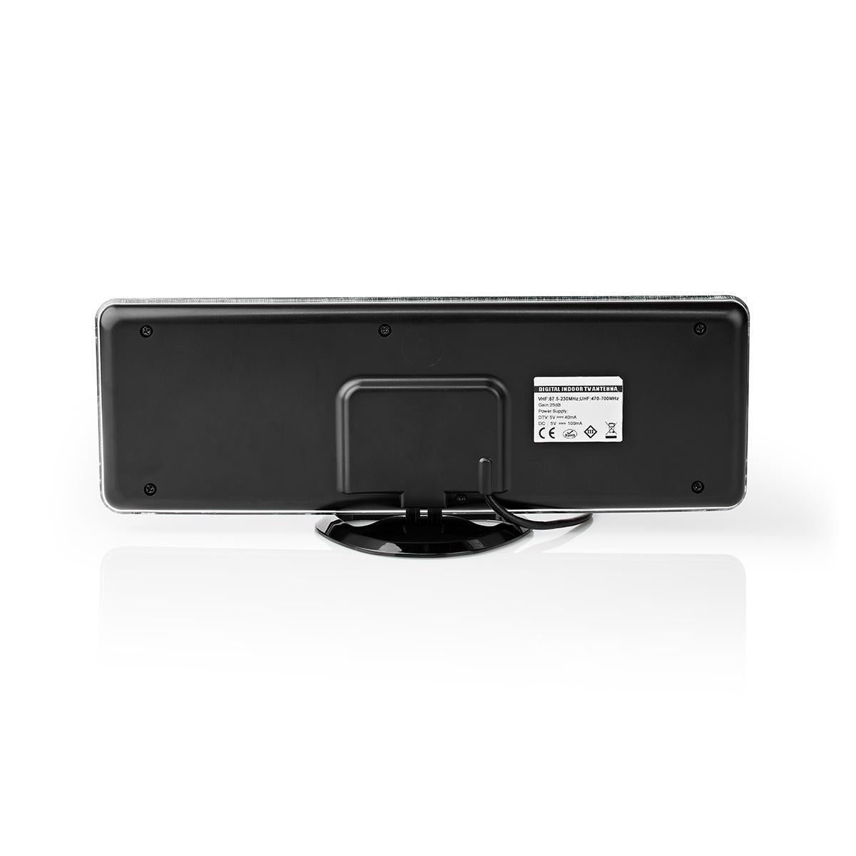 Indoor antenna | Active | FM / UHF / VHF | Reception area: 0-25 km | LTE700 | Gain: 28 dB | ABS / Fabric | Gray