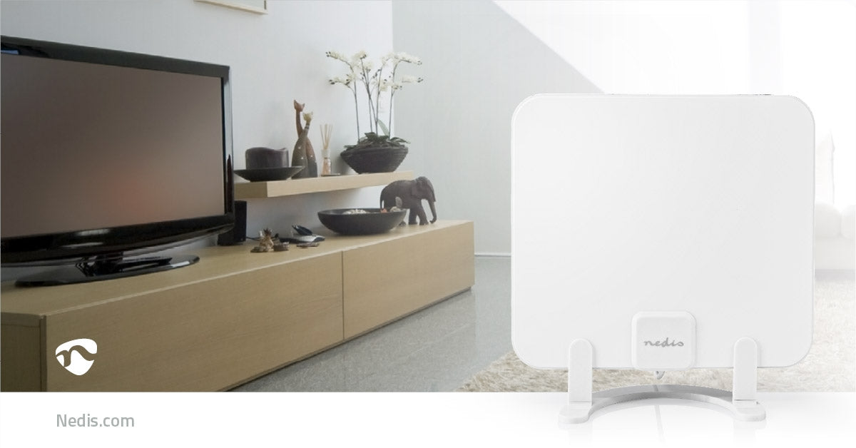 Indoor antenna | Active | FM / UHF / VHF | Reception area: 0-25 km | LTE700 | Gain: 30 dB | ABS | White