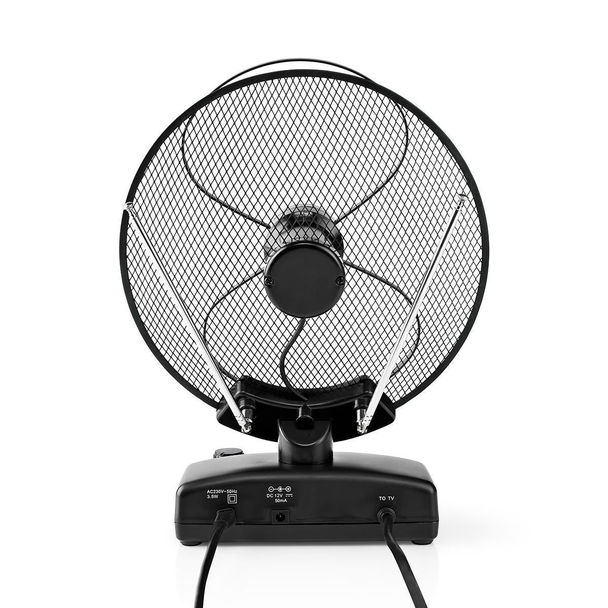 Indoor antenna | Active | FM / UHF / VHF | Reception area: 0-25 km | LTE700 | Gain: 36 dB | Gain Control | ABS | Black