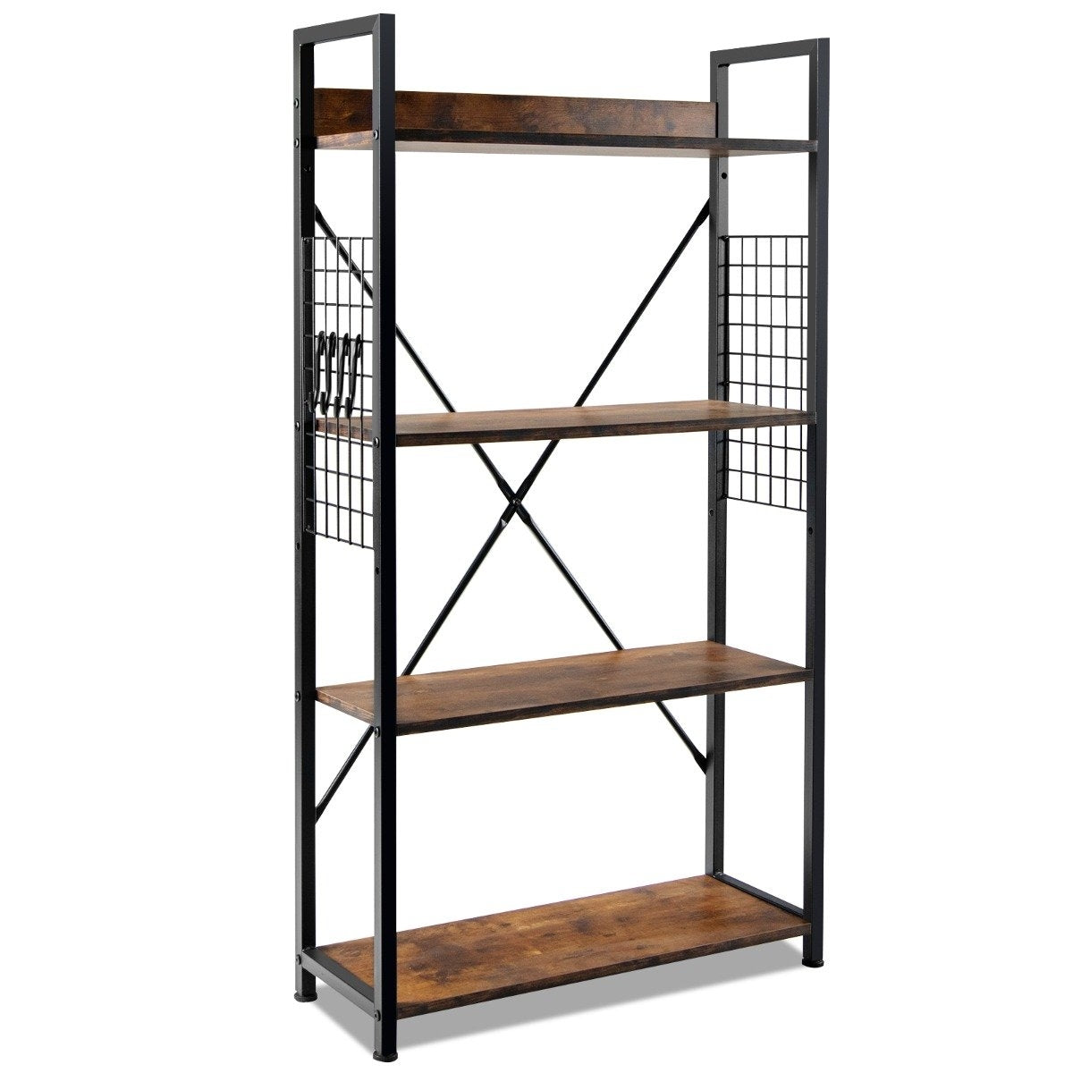 Industrial 4 tier bookcase multifunctional storage rack with anti-tip device