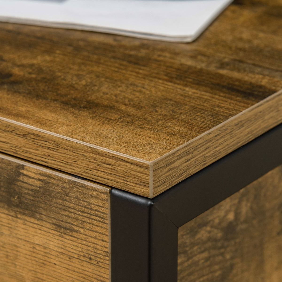 Industrial Design Rustic Brown Storage Box With Lid, Steel, For Living Room & Bedroom