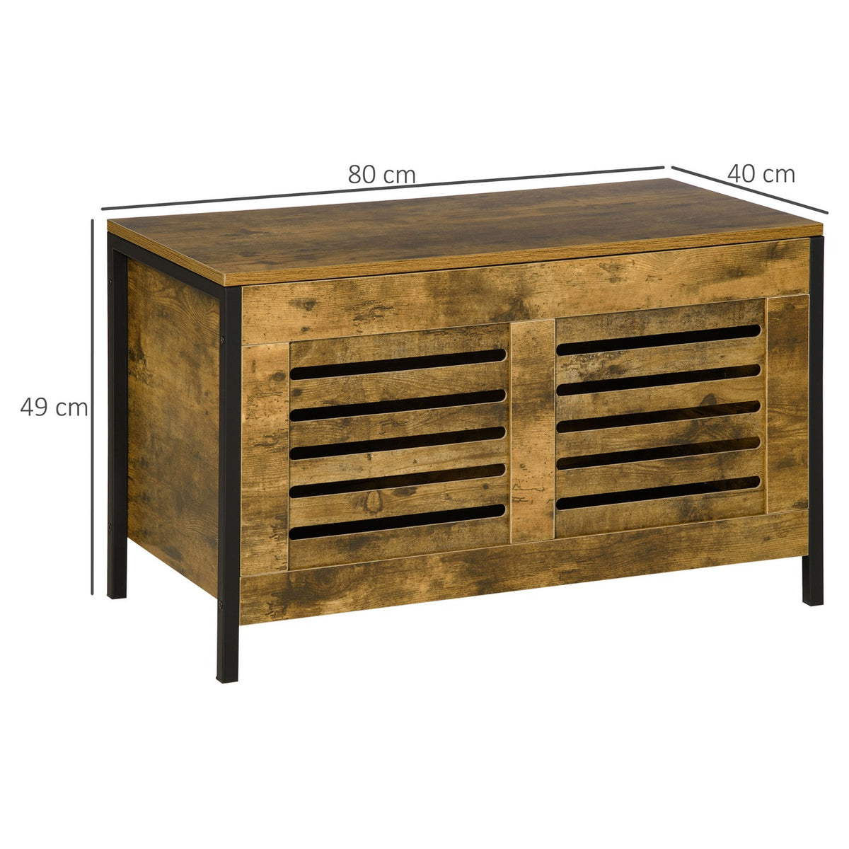 Industrial Design Rustic Brown Storage Box With Lid, Steel, For Living Room & Bedroom