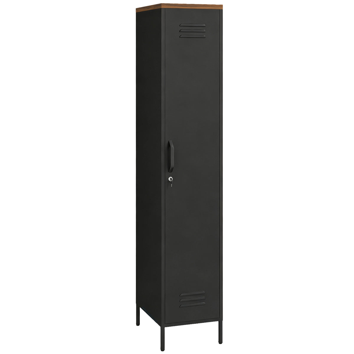 Industrial Metal Wardrobe, Adjustable Shelves, Black, 183cm