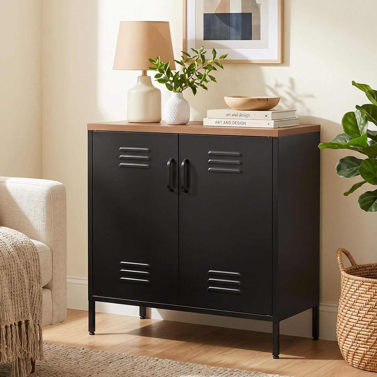 Industrial Steel Sideboard, 80x40x80 cm, Black