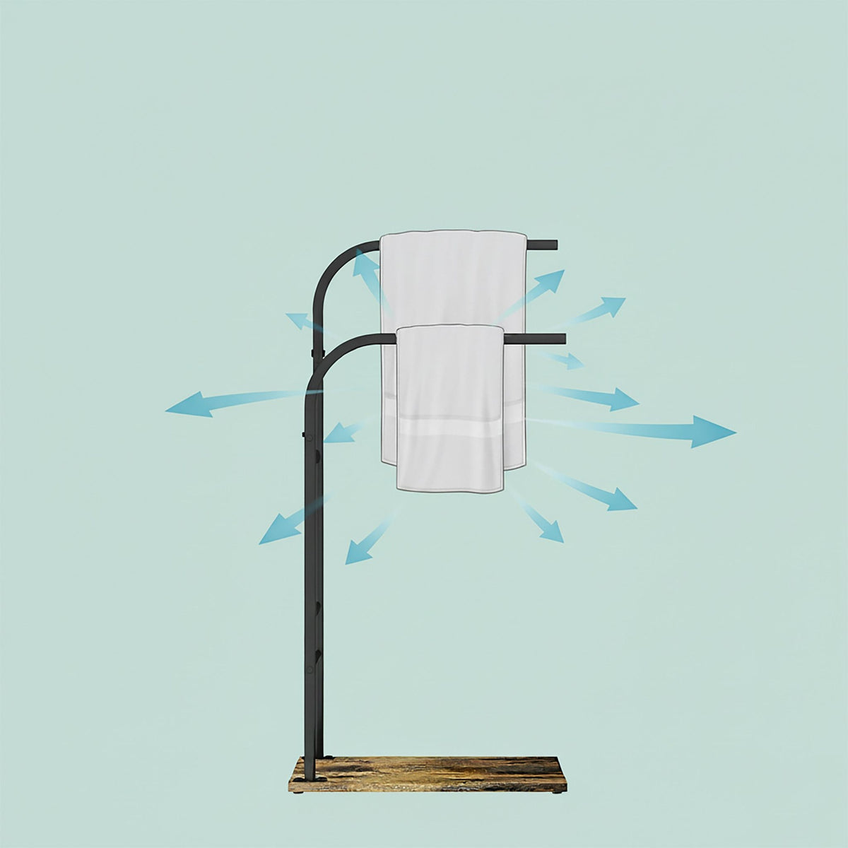 Industrial Towel Rack with Shelf – Freestanding, Space-Saving