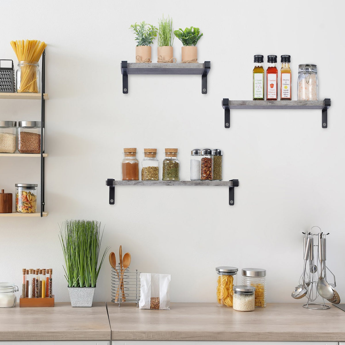 Industrial wall shelf set of 3
